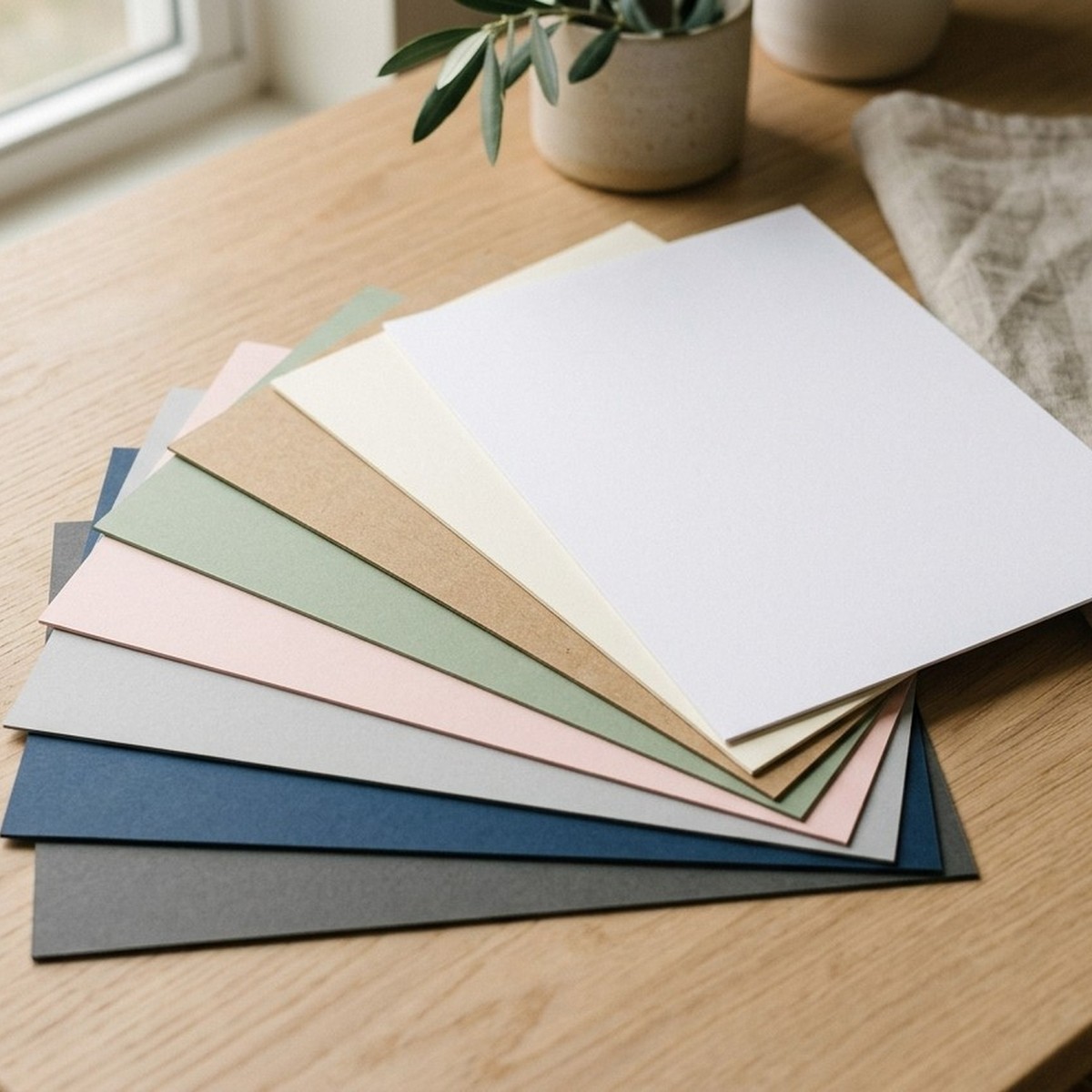 Sheets of card stock in the course palette