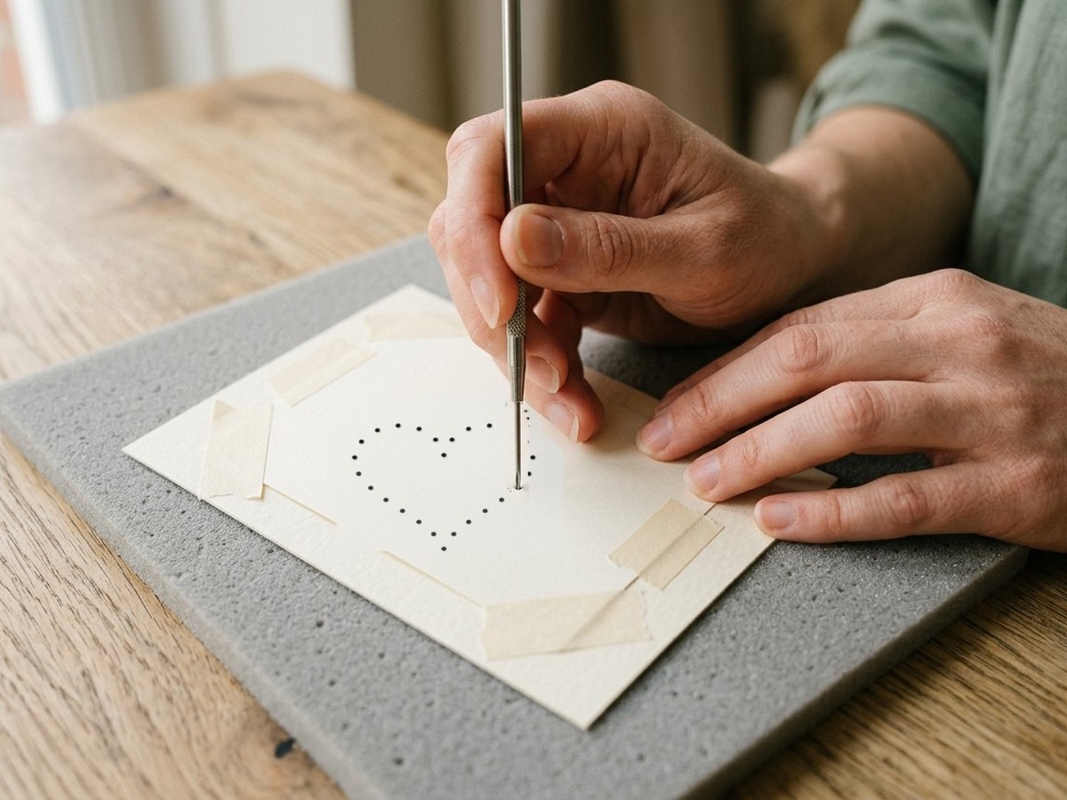 Piercing the paper along the pattern